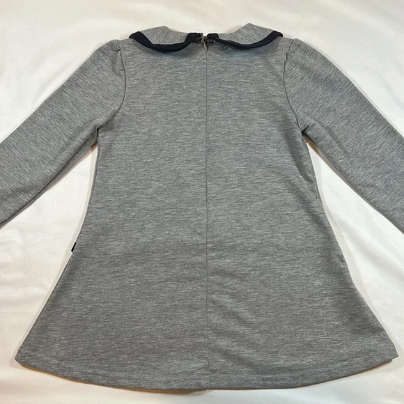 🎀Little Baby Girls Grey with Navy trim Dress Size 100 (3T) - Picture 6 of 7